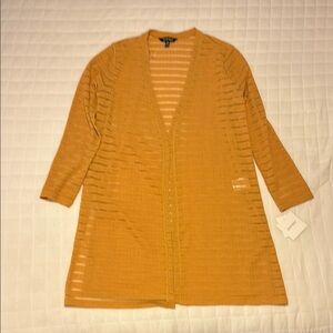 Ellen Tracy Orange Knit Cardigan Sweater V-Neck